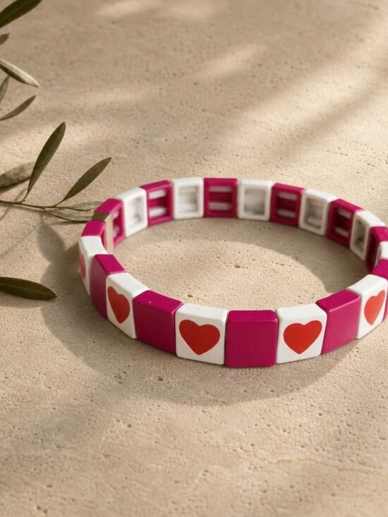Roxanne Assoulin Jewelry - Roxanne Assoulin All Heart Pink White Stretch Bracelet